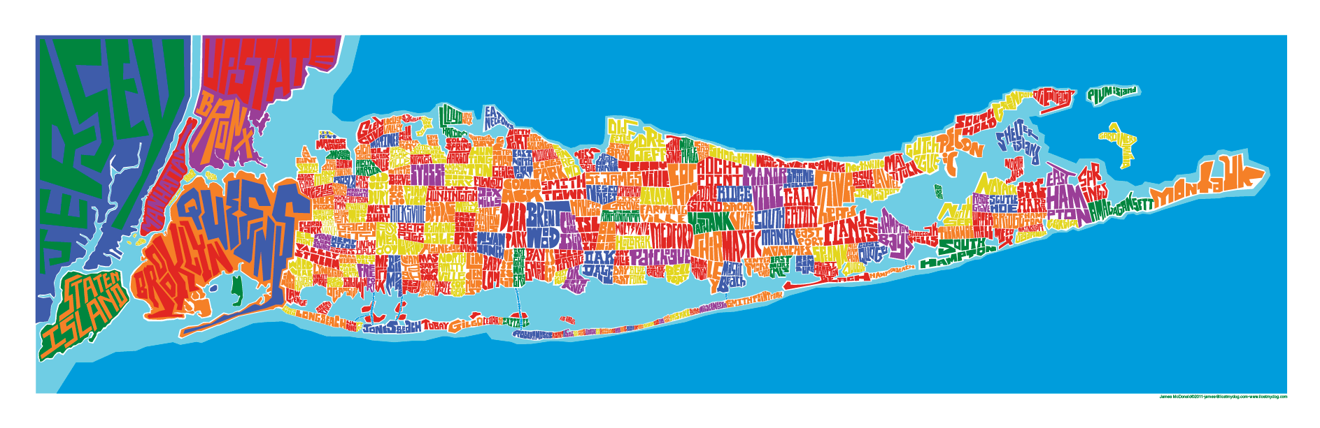 Map Of Towns In Long Island Puzzle: Long Island Typography Map – I Lost My Dog