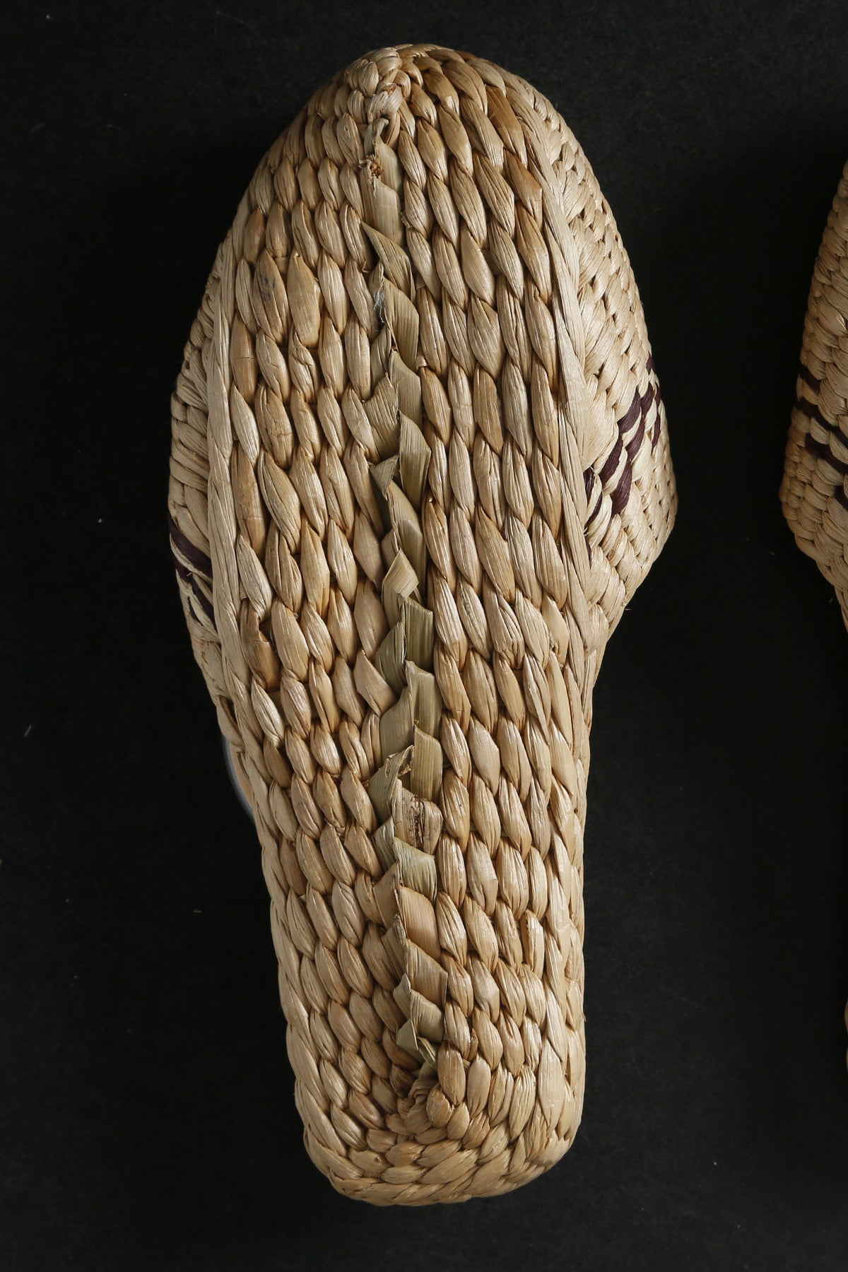 Hand-Made Straw Sandals with Stripe Pattern