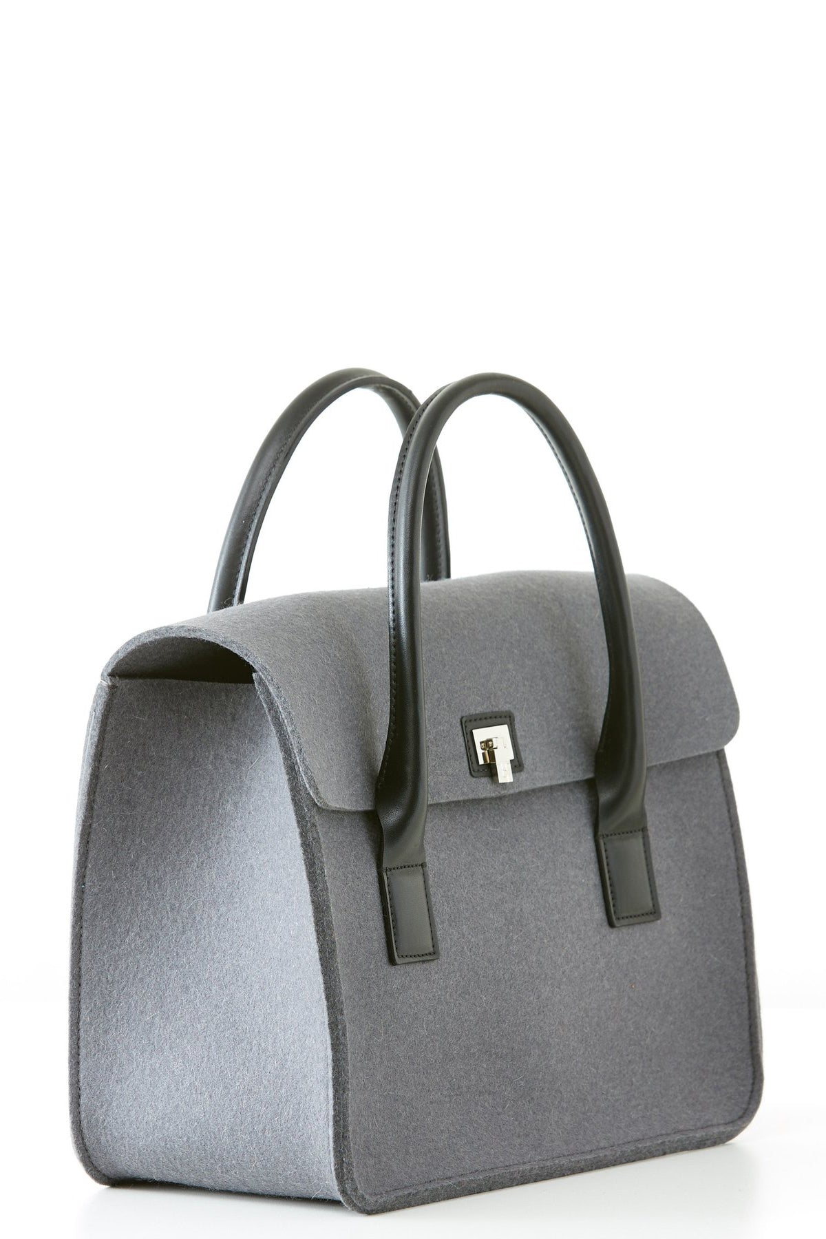 Lambertson Truex Boxcar Top Handle Grey Felt Handbag