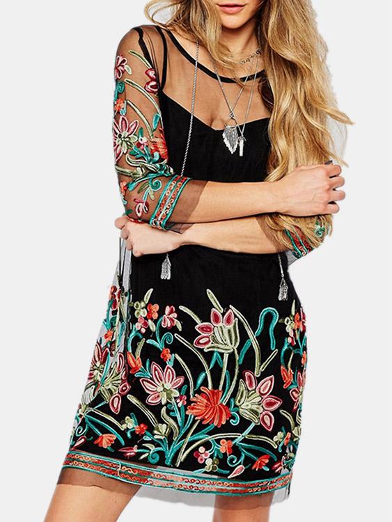 3/4 Sleeve Floral Dresses