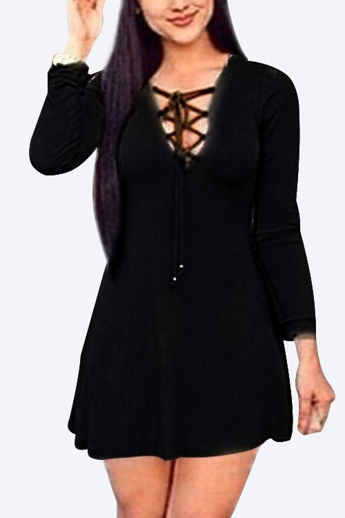 Black V-Neck Dresses