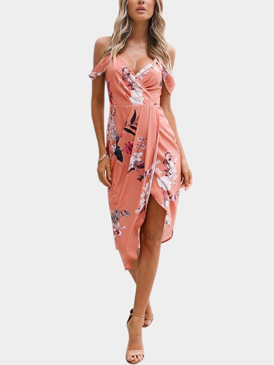 Cold Shoulder Floral Dresses