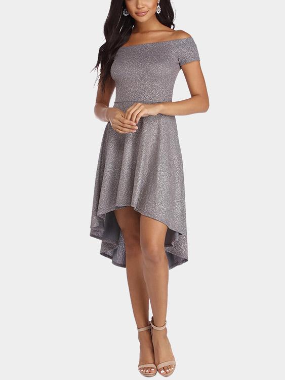 Grey Off The Shoulder Dresses