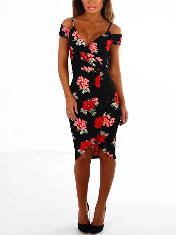 Cold Shoulder Floral Dresses