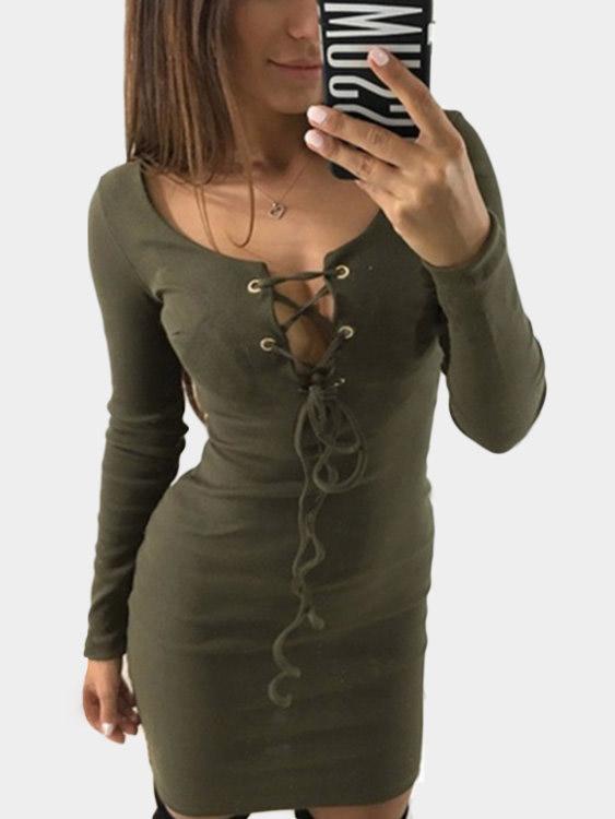 Army Green Mini Dresses