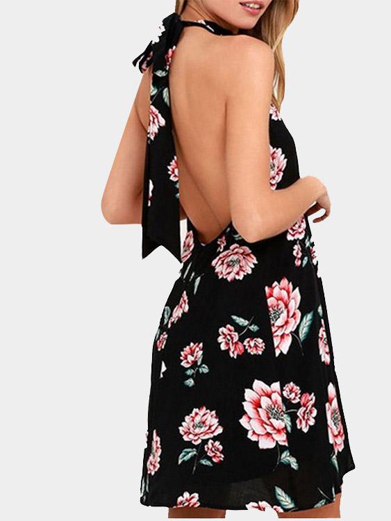 Backless Floral Dresses