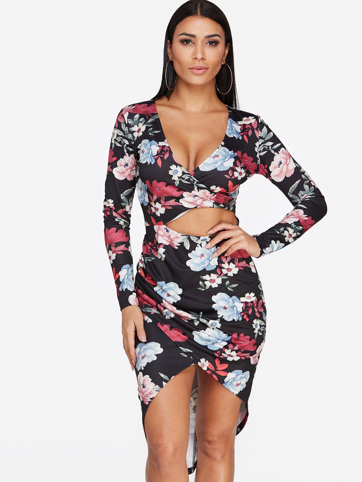 Cut Out Floral Dresses