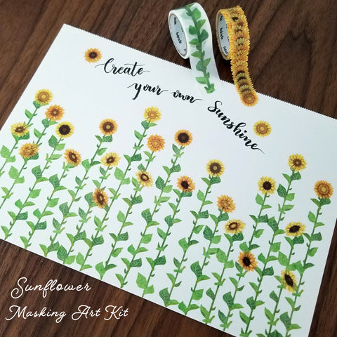 sunflower washi tape stickers field