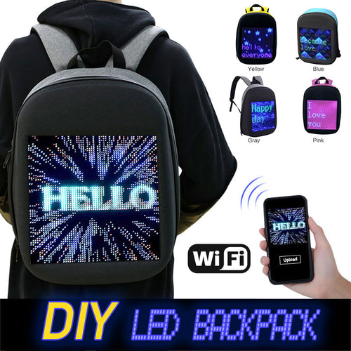 Fashion Waterproof WiFi Version Smart LED Screen Dynamic Backpack DIY Light City Walking Outdoor Climb Bags Advertising BackBags - Ding's Place 