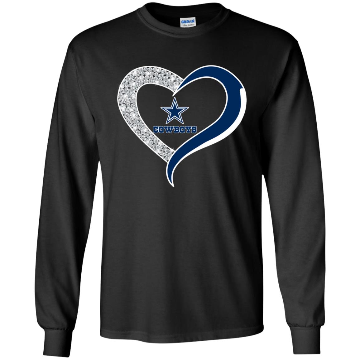 Dallas Cow In Diamond Heart Tee T Shirt