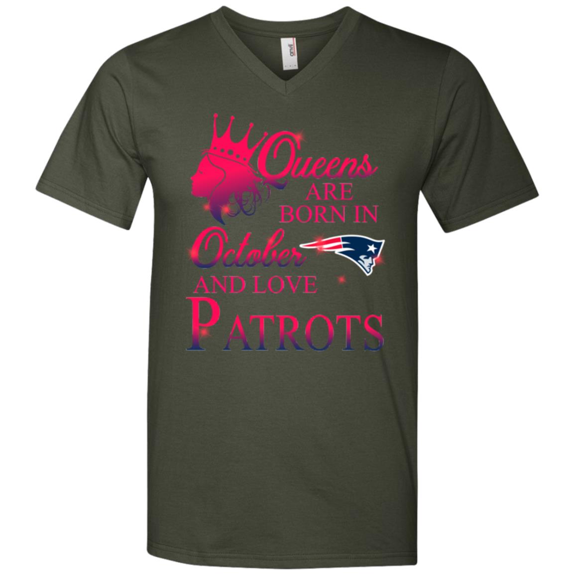 Queens Are Born In October And Love Patriots T-shirt