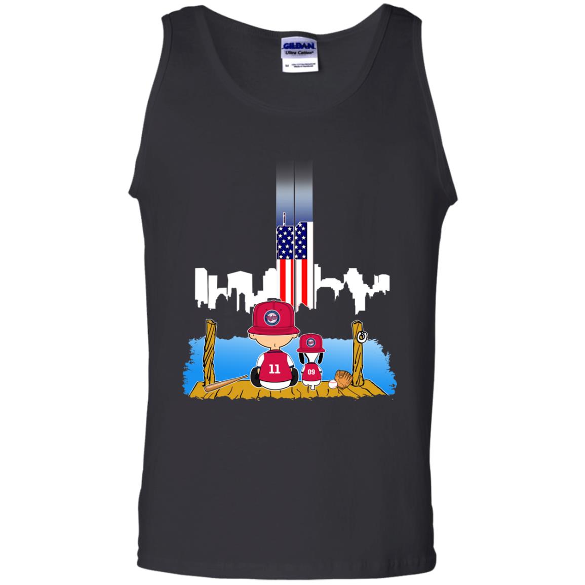 Minnesota Twins Fans Charlie And Snoopy Never Forget 11 September Memorial Tank Top Shirts