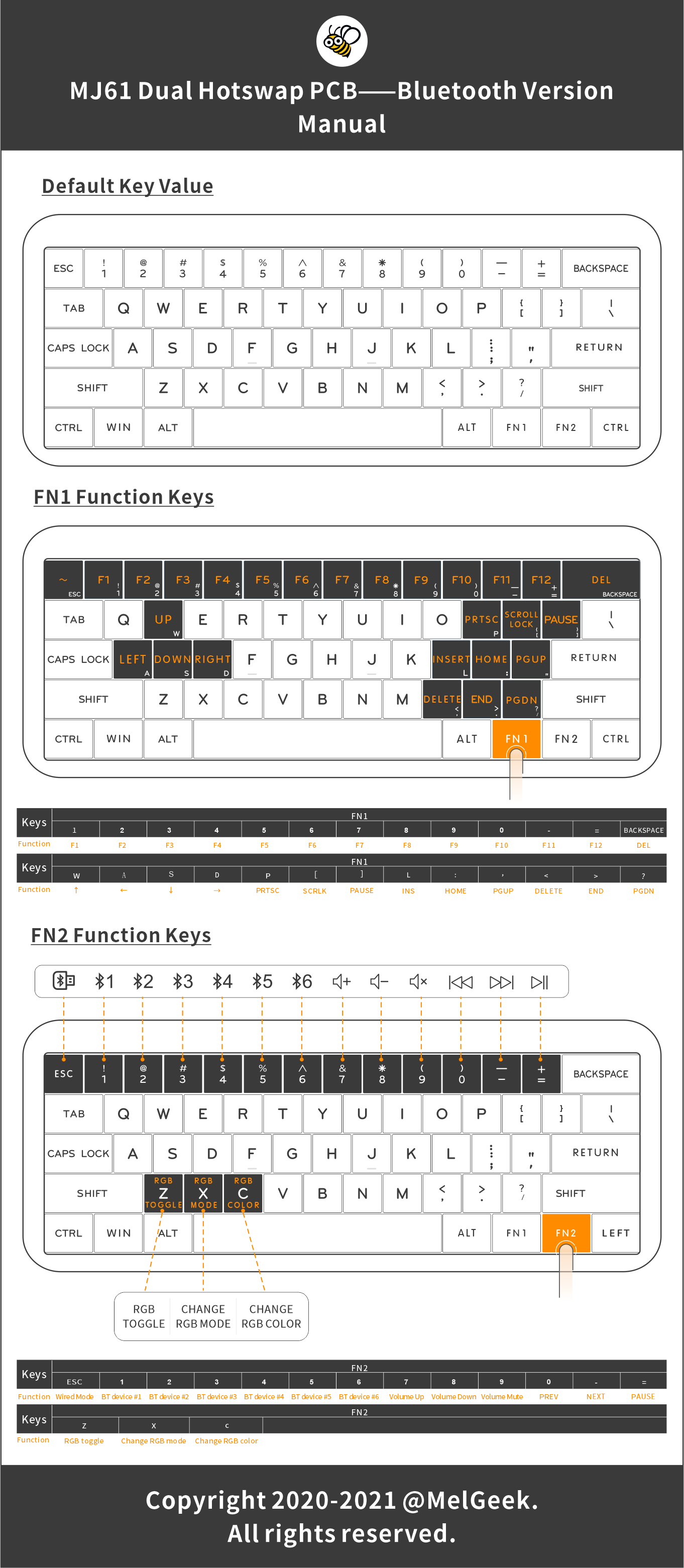 MJ61 PCB(Bluetooth version )User Manual