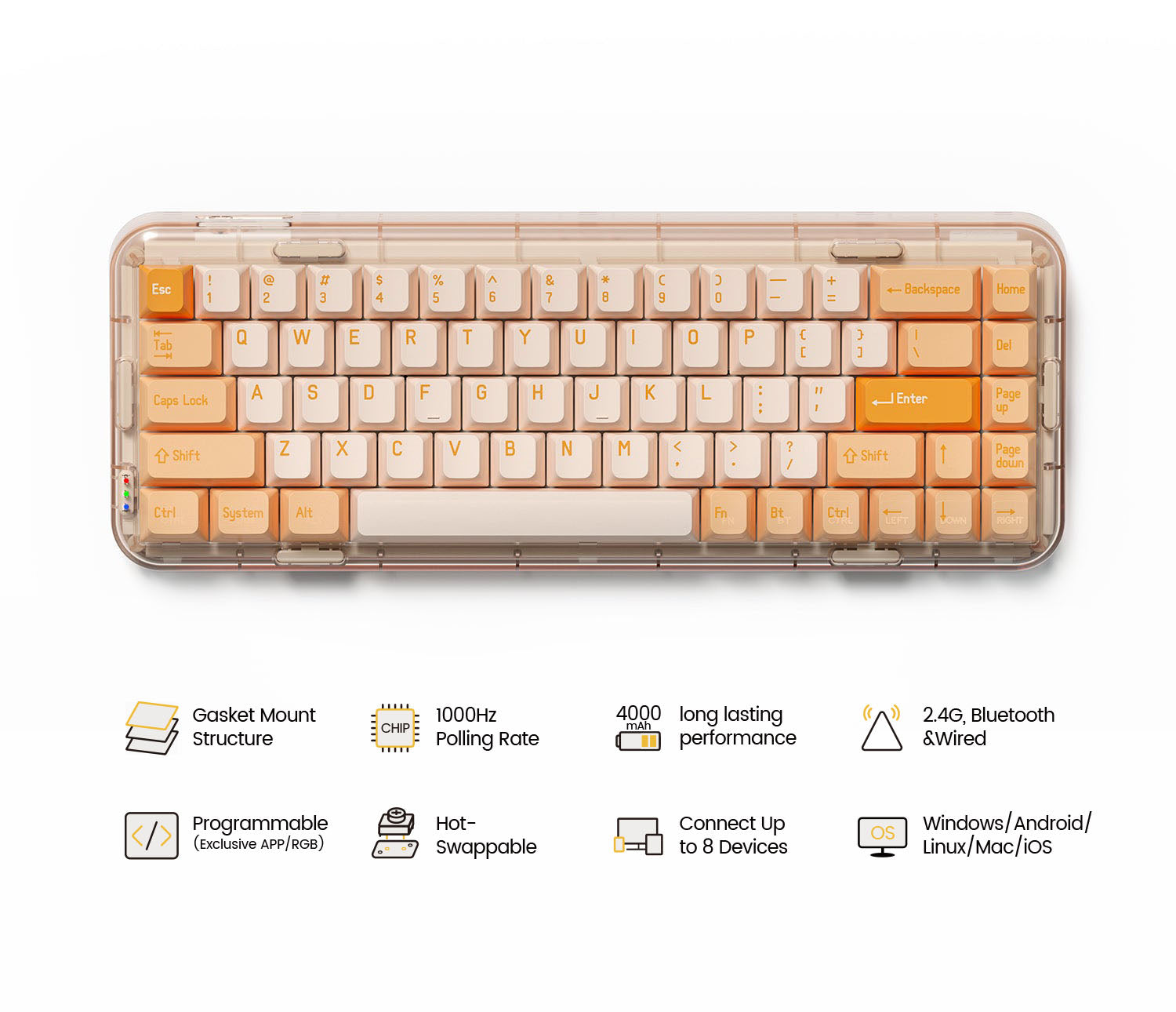 MelGeek Mojo68 Rose Mechanical Keyboard