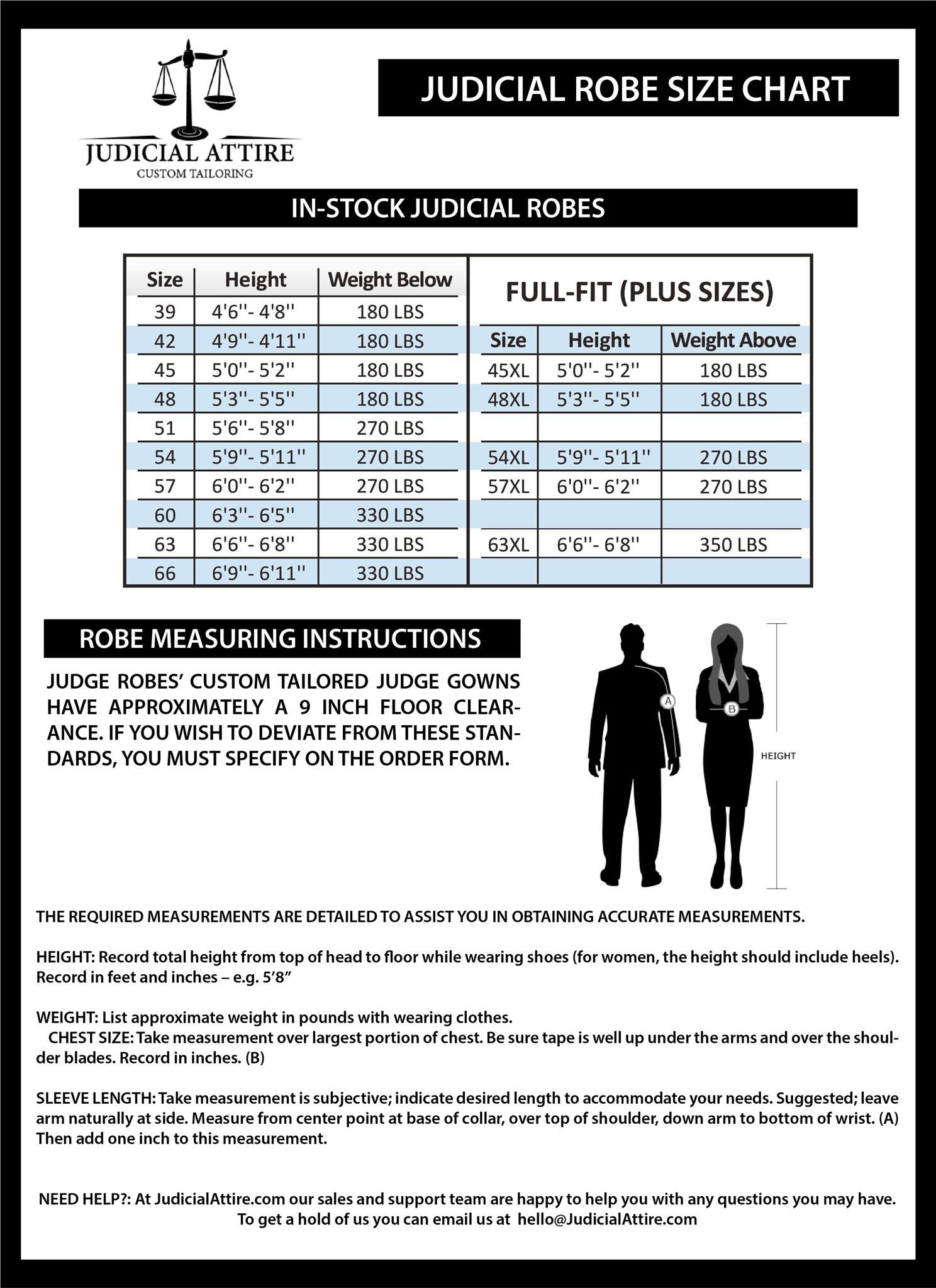 Measuring Guidelines – Judicial Attire