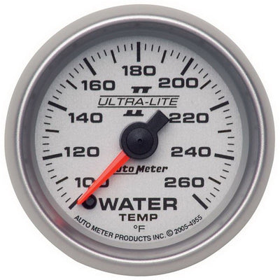 Autometer Ultra-Lite II 52mm 100-260 Deg F Full Sweep Electric Water Temperature Gauge