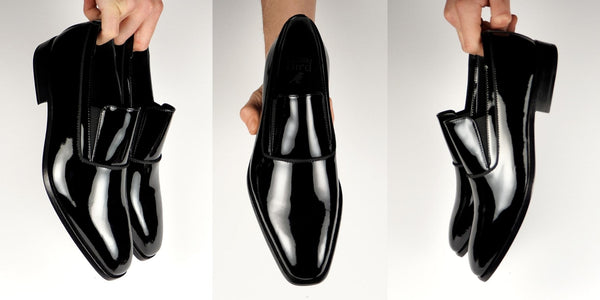Thomas Bird kensington black patent Leather loafer  handheld x 3