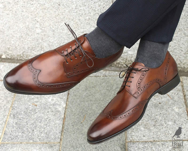 Brown wingtip derby brogue