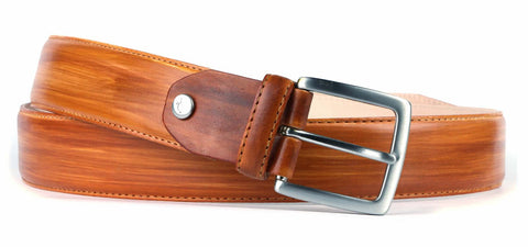custom patina tan leather belt 