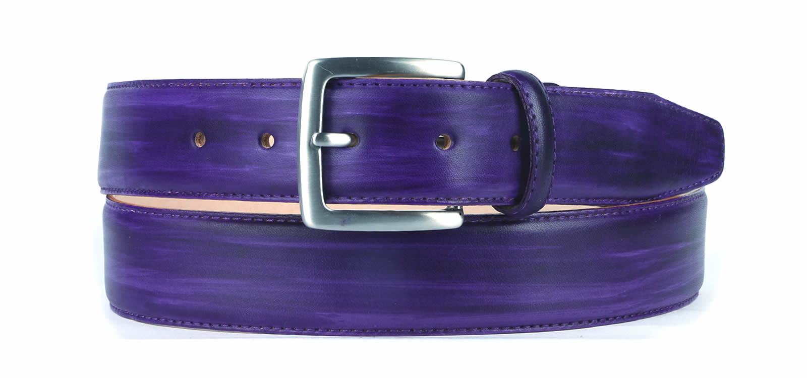 Leather Belt Custom Patina Purple & Thomas Bird & tblon.com