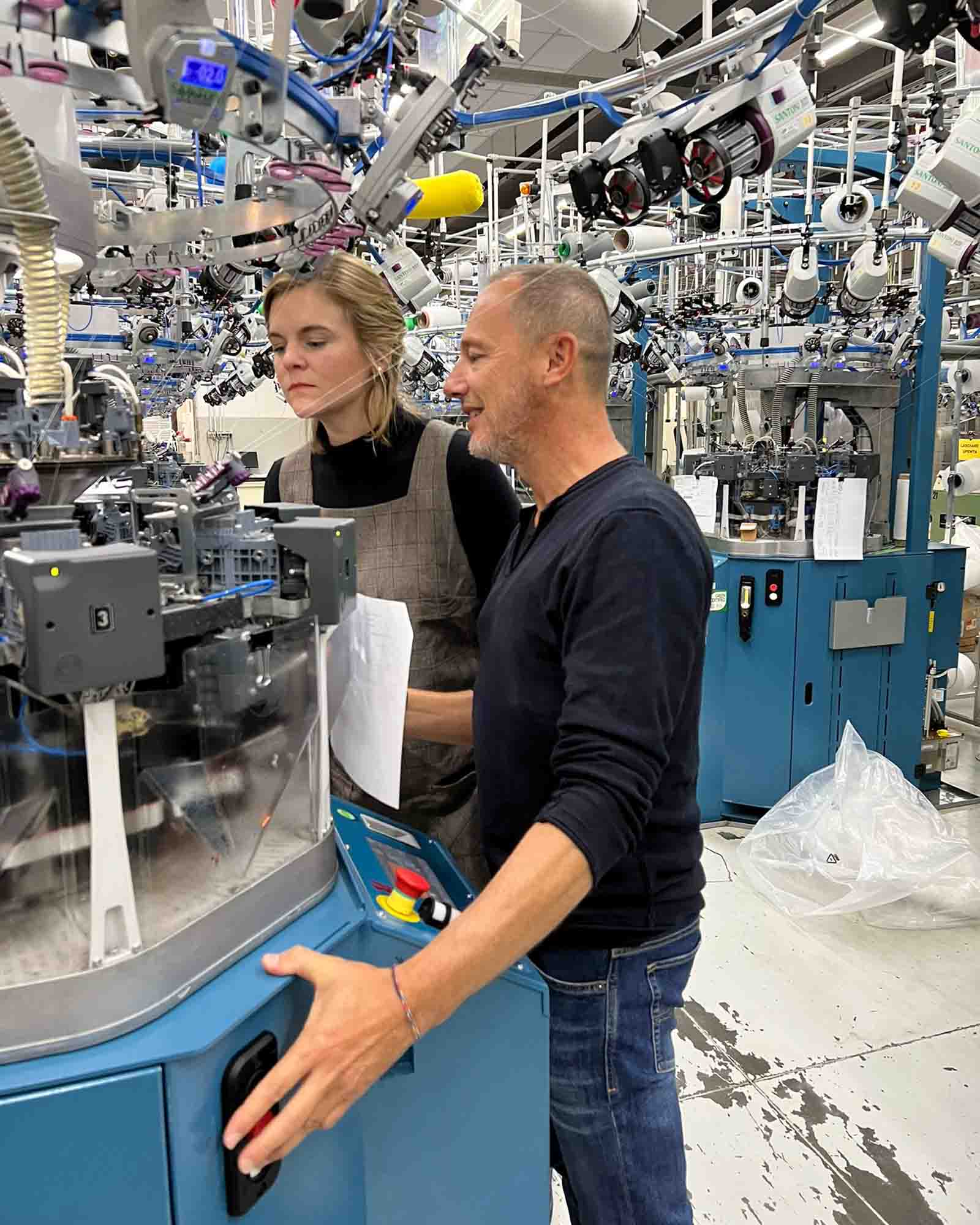 Linn Frisinger, CEO & Founder of Swedish Stockings, at a factory in Italy.