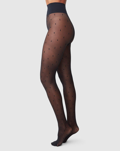 Flora Flower Tights Ivory 40 den | Buy now - Swedish Stockings