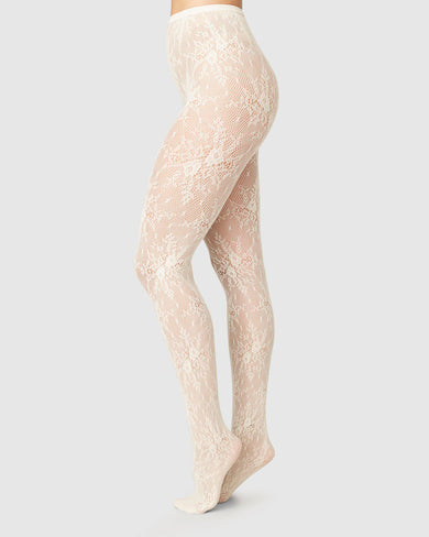 Linda Beige Lace Tights