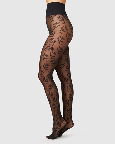Coloured Lace Tights with Floral Fishnet Design