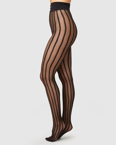 Flora Flower Tights Black 40 den | Buy now - Swedish Stockings