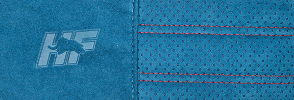 Lancia Delta Alcantara Cover Martini 6 Turquoise Blu red Stitching
