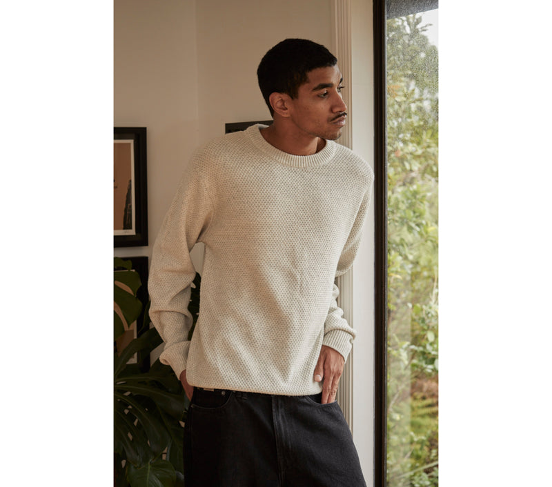 Speckled Crew Knit  - Grey