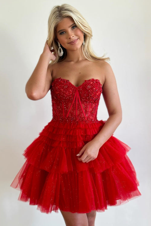 Sweetheart Sequined Corset Short Homecoming Dress