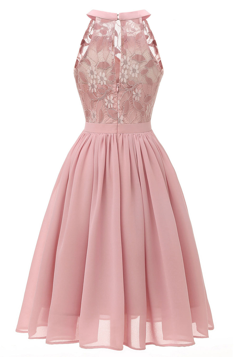 Sleeveless Short Pink Party Dress with Lace – FancyVestido