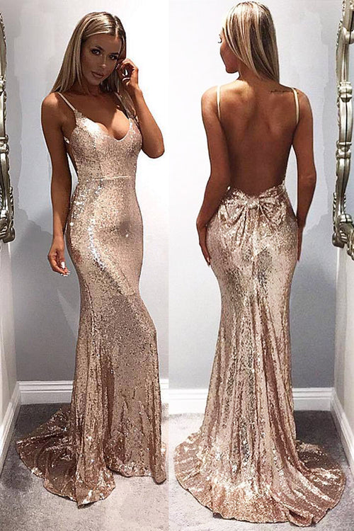 Off the Shoulder Gold Sequin Corset Mermaid Prom Dress with Slit