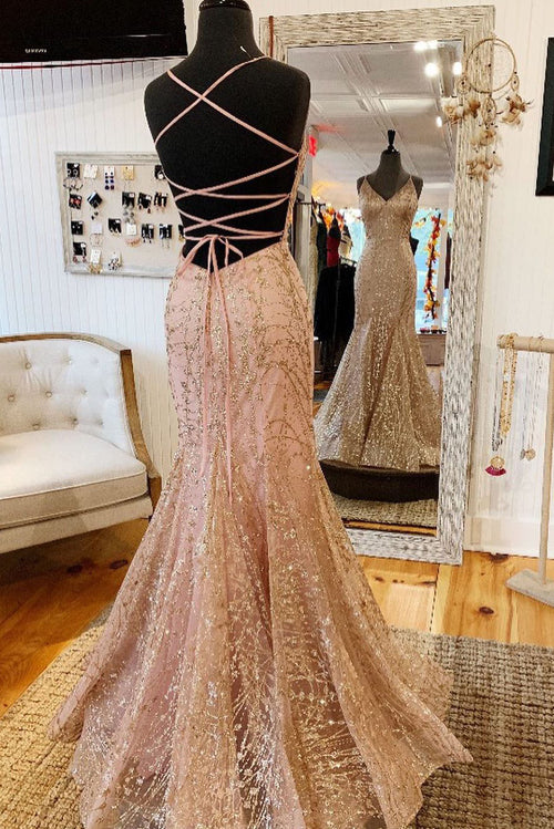 Off the Shoulder Gold Sequin Corset Mermaid Prom Dress with Slit