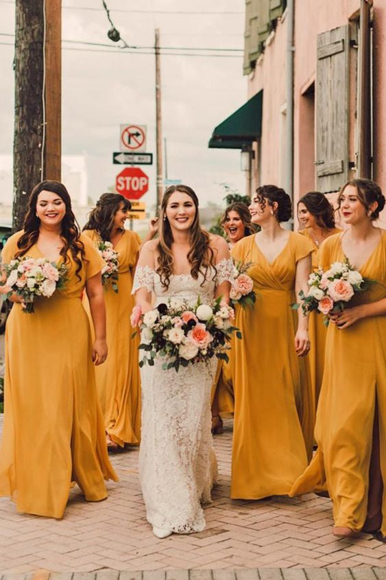 mustard bridal dresses