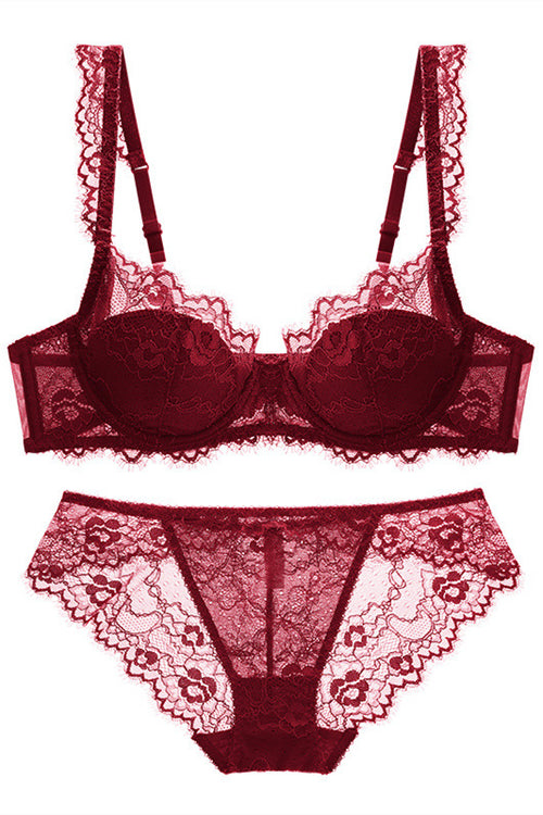 Cute Lingerie/sexy Lace Lingerie Set/strappy Burgundy Lingerie 