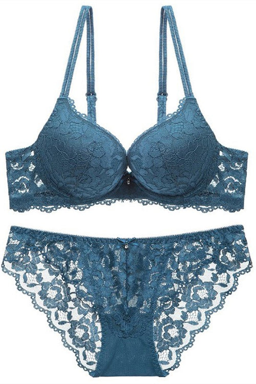 Cute Illusion Light Blue Lingerie Set with Appliques