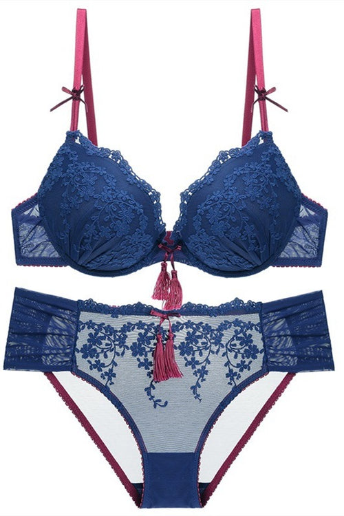 Buy online Navy Blue Lace Detail Bra & Panty Set from lingerie for Women by  Mod & Shy for ₹439 at 69% off