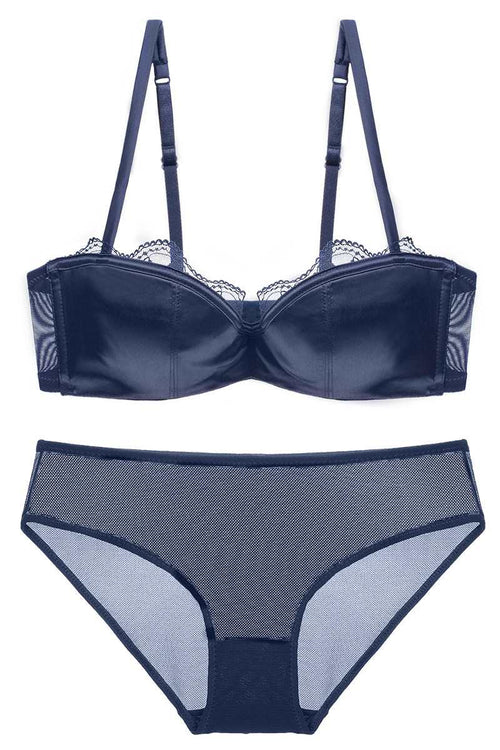 Buy online Royal Blue Semi-sheer Lingerie Set With Lace Details from  lingerie for Women by Bodyline for ₹800 at 0% off