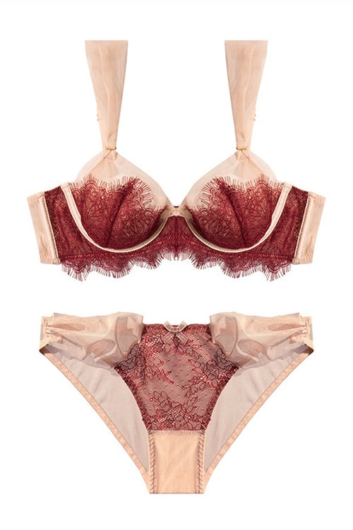 Dark Red Lace Lingerie Set – FancyVestido