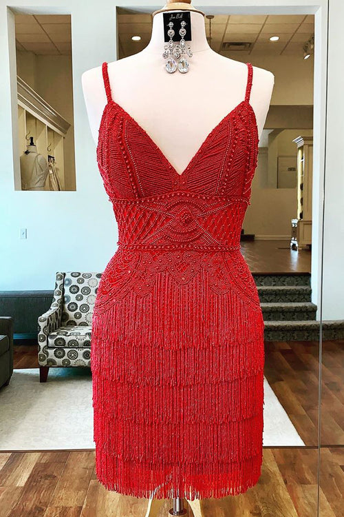 Strappy Lace Appliqued Red Short Homecoming Dress US 12 / Photo Color