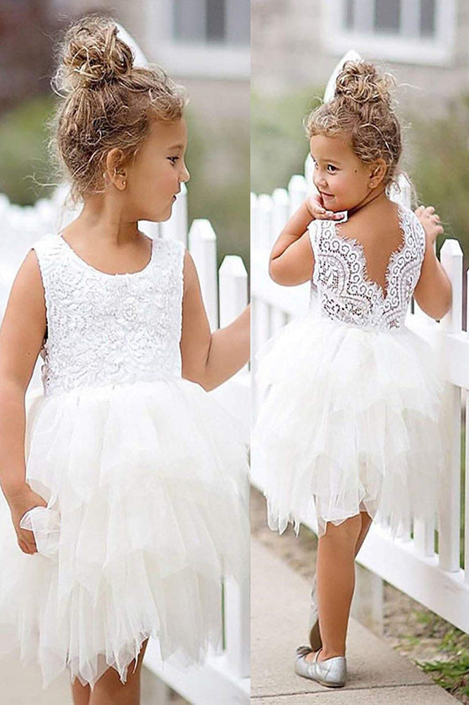 white tutu flower girl dress