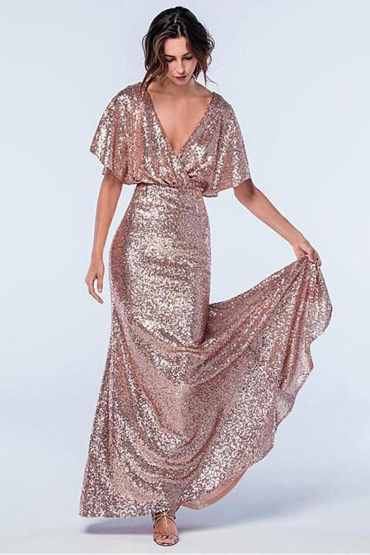 rose gold long sleeve dresses