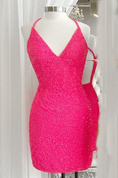 Hot Pink Lace Corset Short Homecoming Dress with Detachable Sleeves