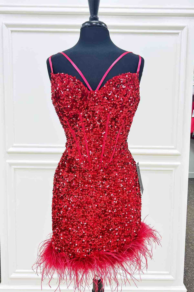 Glitter One Shoulder Hot Pink Tight Homecoming Dress – FancyVestido