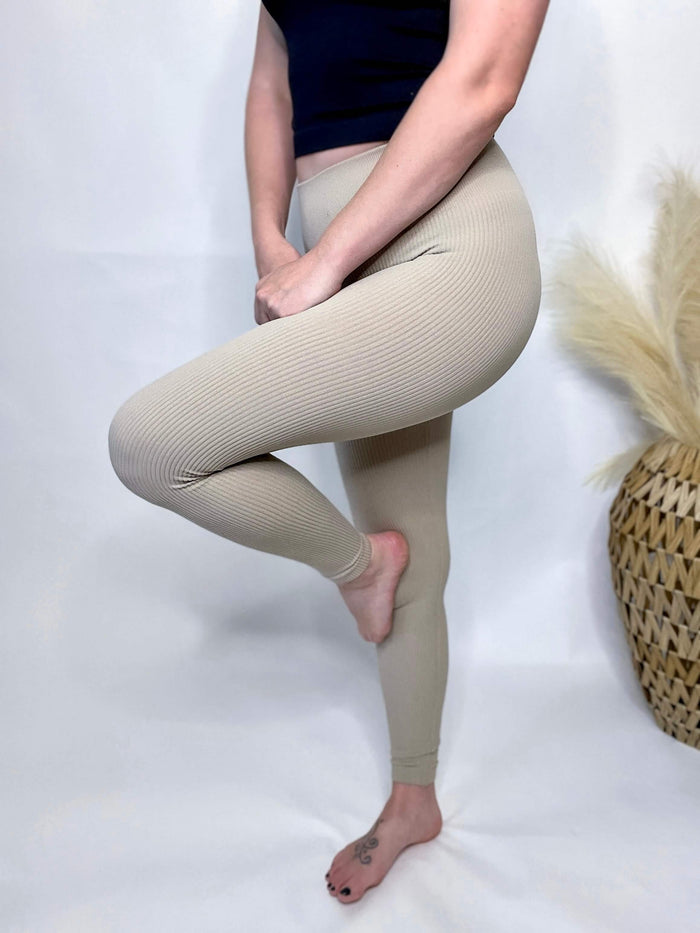 Super Soft Brushed Ribbed Flare Legging Pants In Light Tan – Bmaes Boutique