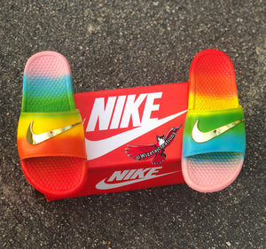 nike slides rainbow