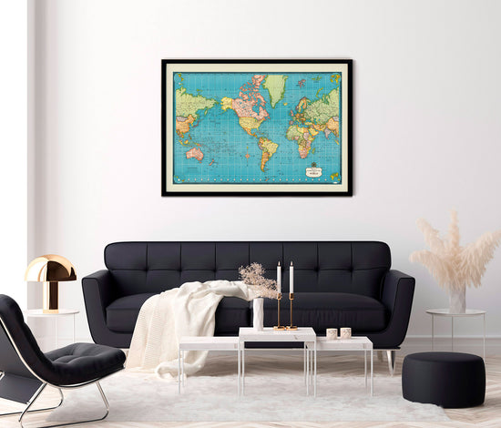 Internationale Weltkarte als Kunstposter