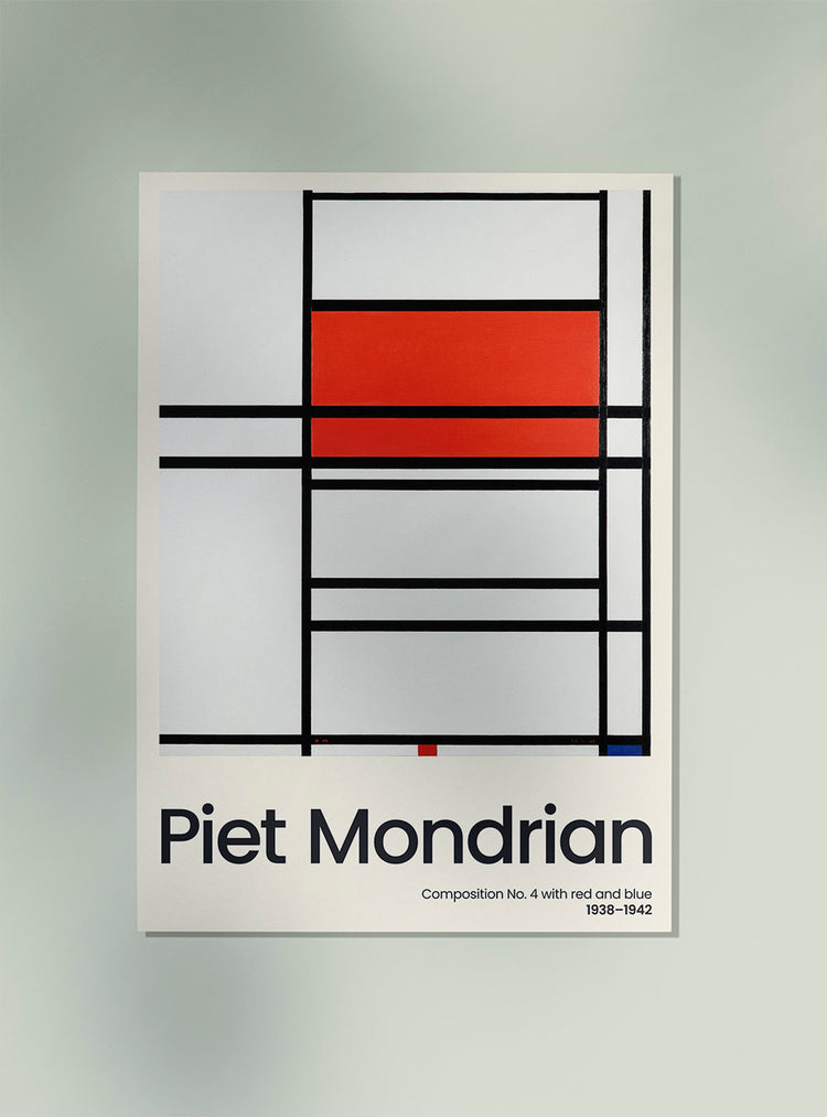 Composition No. 4 with red and blue By Piet Mondrian Exhibition Poster ...